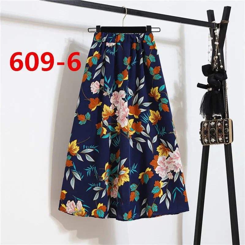 Daisy Skirt Women High Waist Floral Long Hip Flattering A-Line Skirt