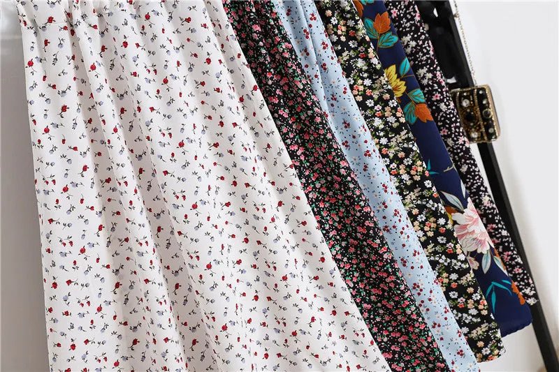 Daisy Skirt Women High Waist Floral Long Hip Flattering A-Line Skirt